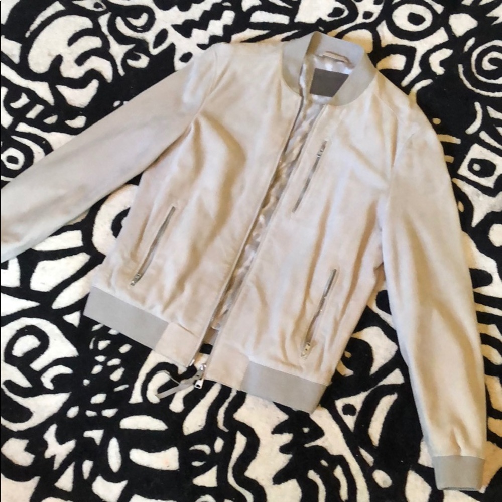 Men’s All Saint Suede Leather Bomber Jacket Large